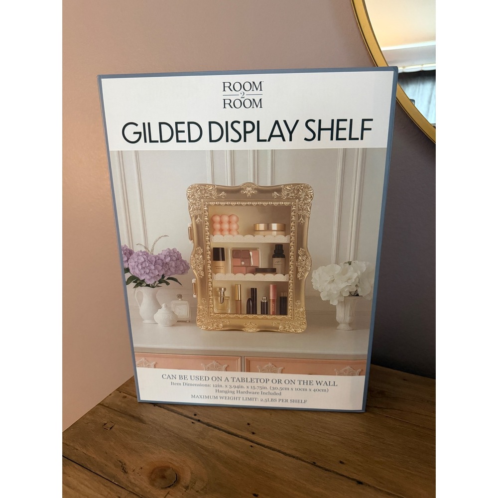Room 2 Room Gilded Display Shelf Gold Ornate Wall Tabletop Vanity Organizer New